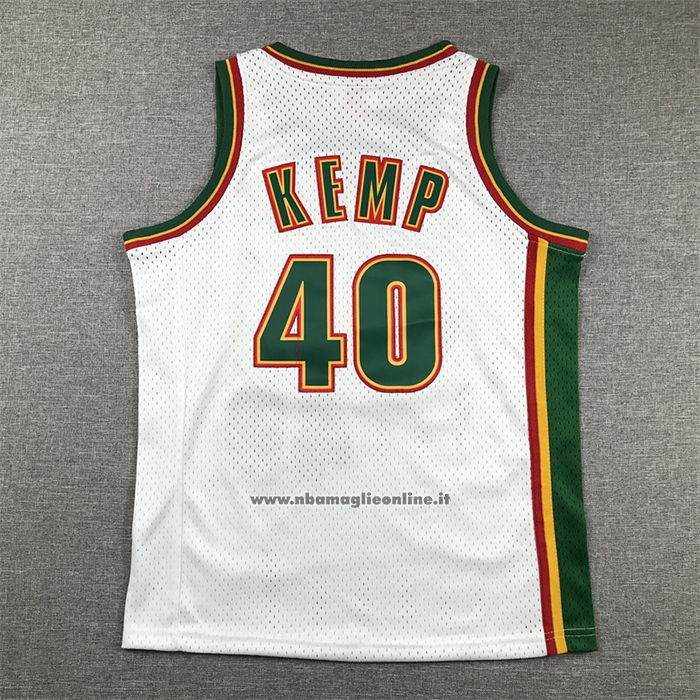 Maglia Bambino Seattle Supersonics Shawn Kemp #40 Historic Throwback Bianco